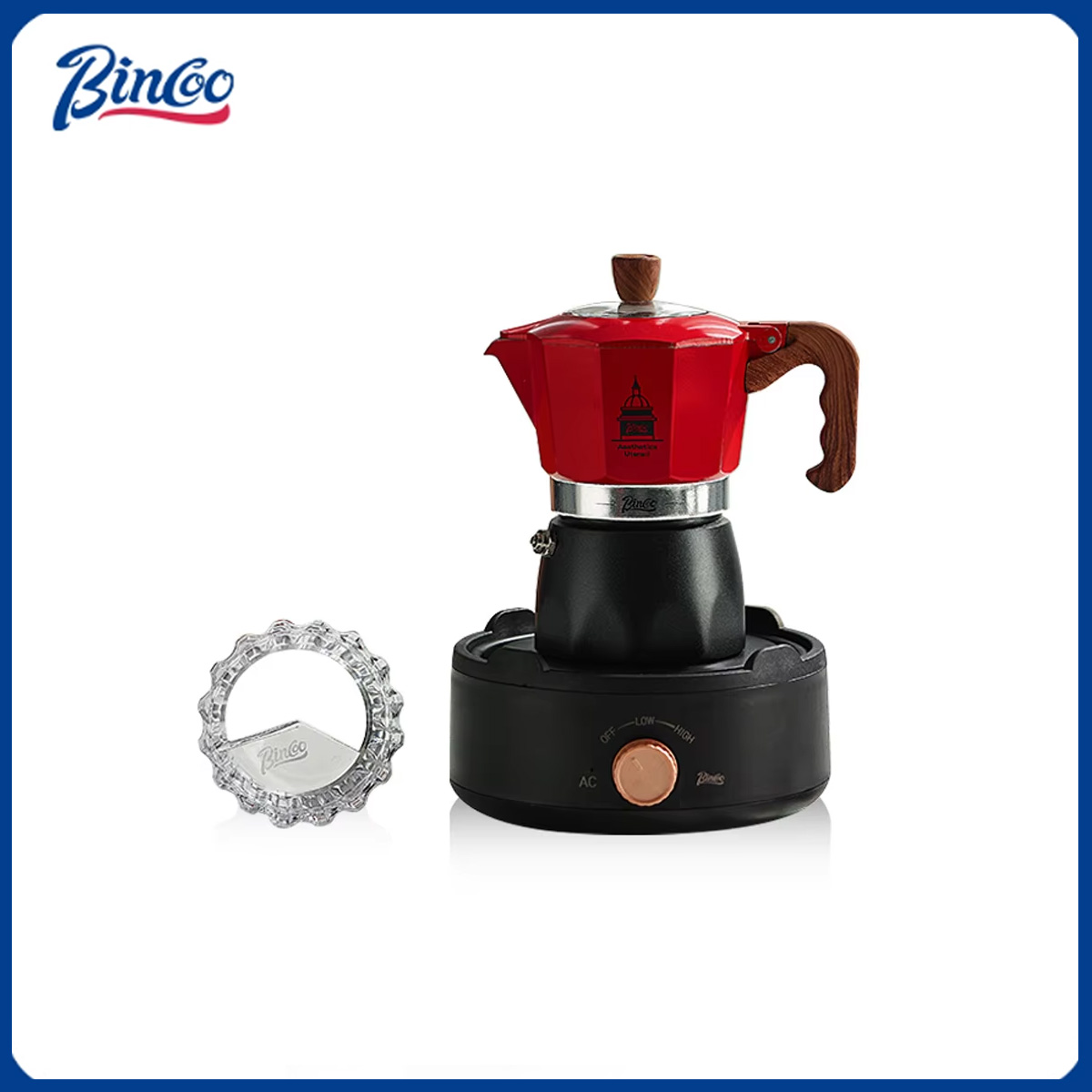 Coffee Tea Making Machine - ビンクー ダブルバルブ コーヒーモカポット エスプレッソマシン 電気ストーブ式 イタリアンコーヒー