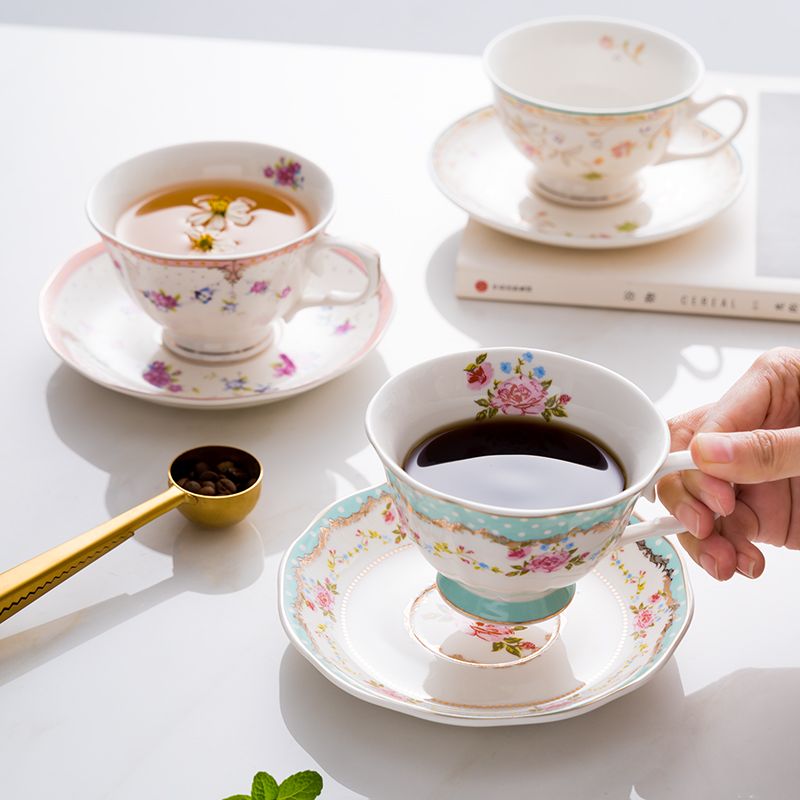 Good Coffee Tea - 英国貿易輸出セラミックコーヒー家庭用朝食アフタヌーンティーセットフラワーティー見栄えの良いカップセット