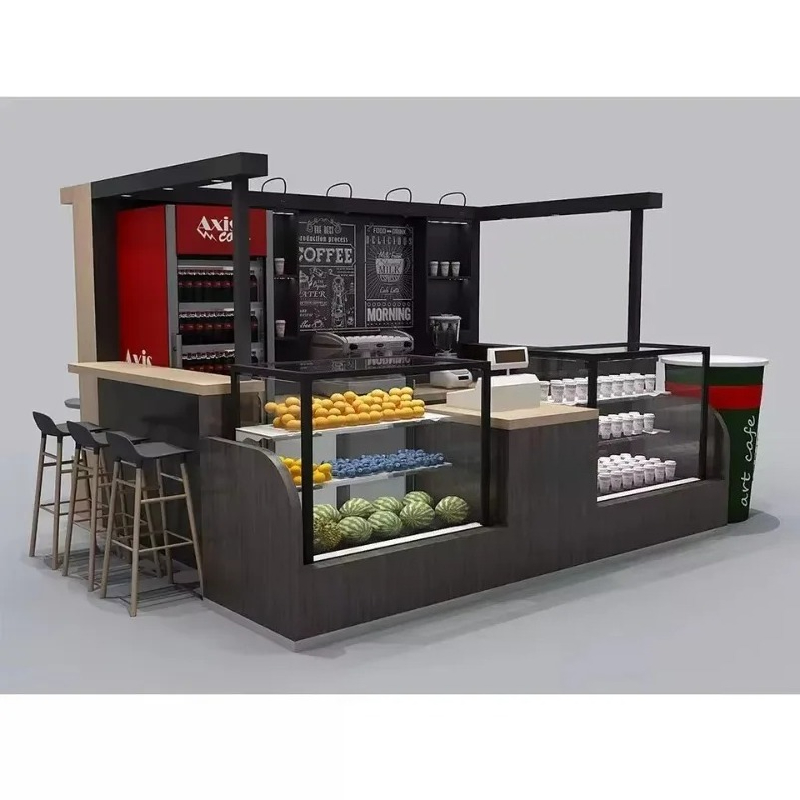 Coffee Tea Kiosk - 2026年新型FLカスタムデザインアイスクリーム陳列棚 コーヒー飲料ミルクティーキオスクデザートガラス陳列棚
