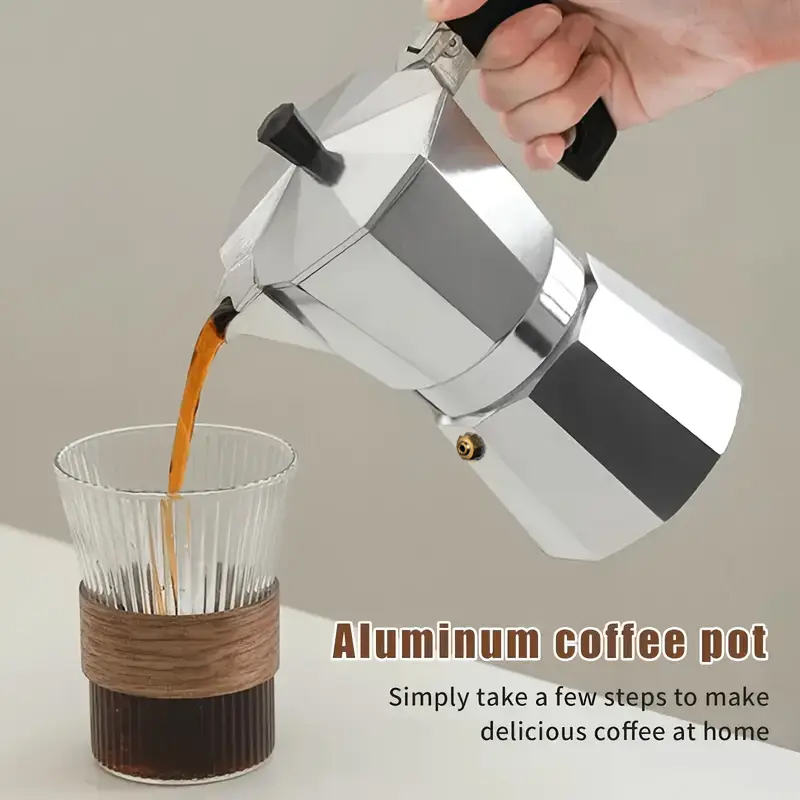 Coffee Tea Making Machine - クラシックなアルミ製モカポット 50-300ML 家庭用コンロトップエスプレッソメーカー 家庭用 キャンプ アウトドア