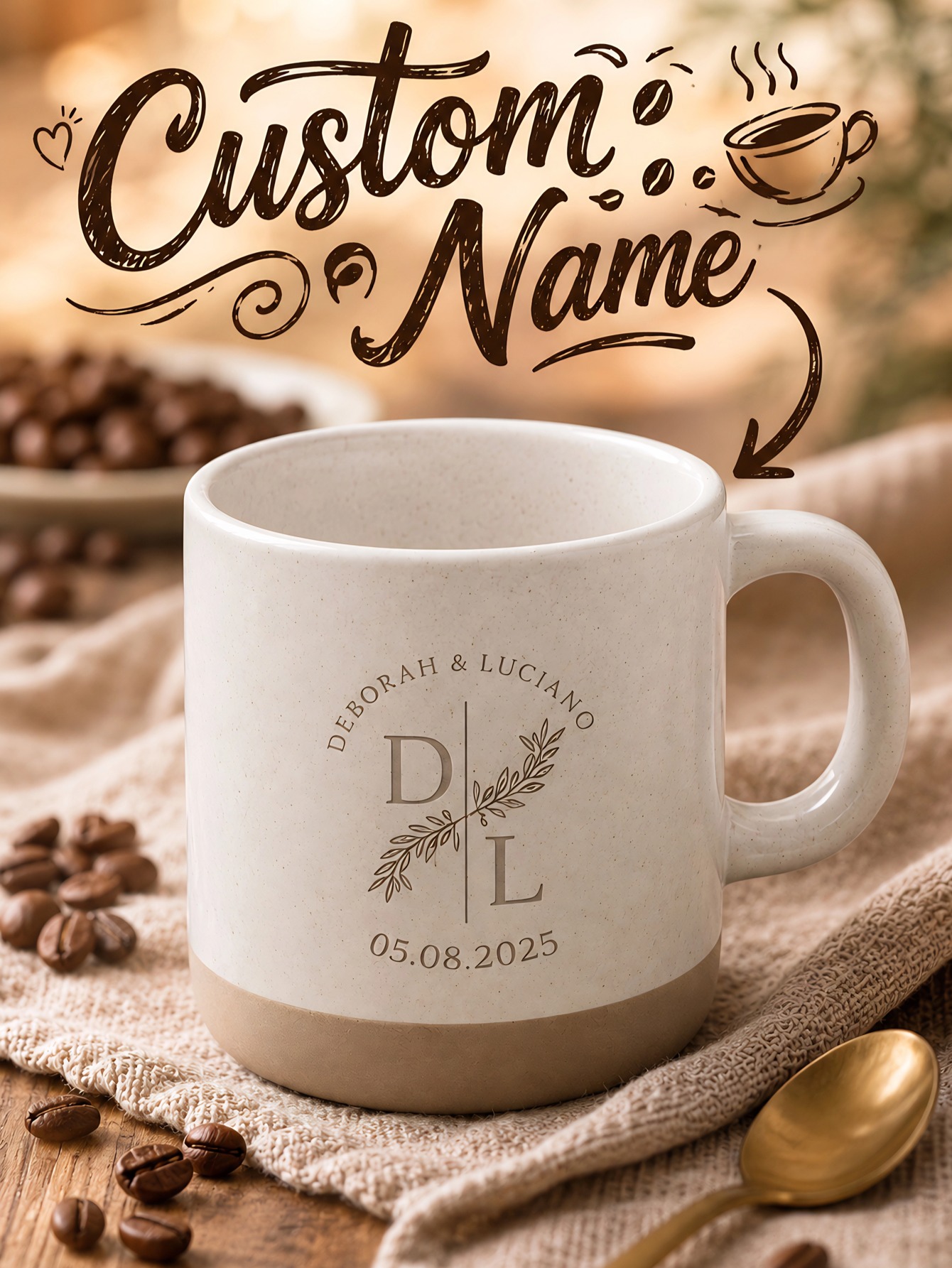 Coffee To Tea Meaning - 1個入り カスタムテキスト レーザー彫刻 セラミックコーヒーマグ 15オンス ティー、ミルク、オフィス、キッチン、デスクの装飾に最適