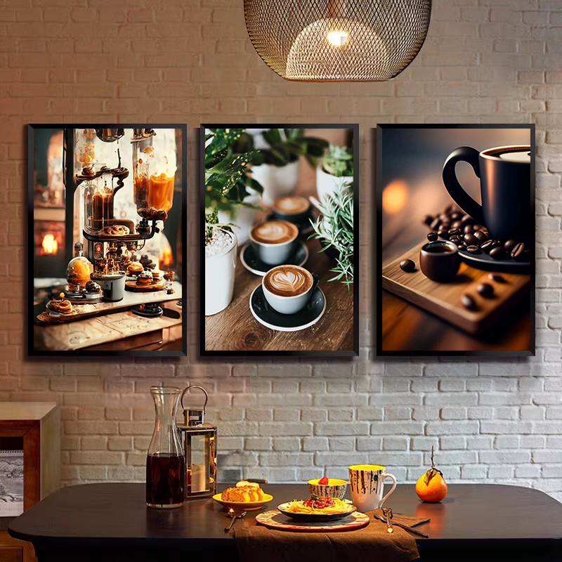 Coffee Tea Bean - ヴィンテージコーヒー豆ハンドコーヒーエスプレッソラテカップアートポスターキャンバス絵画ウォールプリントHD画像リビングルームホームカフェ装飾