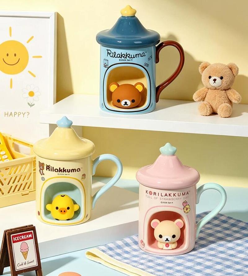 Good Coffee Tea - 在庫あり リラックマ柄のかわいい蓋付きマグカップ コーヒー・ミルクティー用カップ ノベルティウォーターカップ 女性への誕生日プレゼント