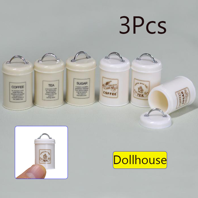3 個ミニチュアドールハウスミニ食品/紅茶/コーヒー缶ラウン - Coffee Tea Bottle のレビューと価格