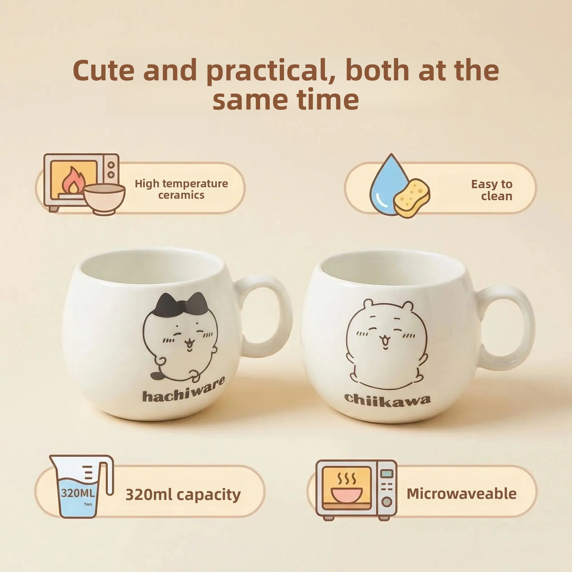 チイカワ陶器製ティーコーヒーマグセット かわいい漫画カップル - Good Coffee Tea のレビューと価格