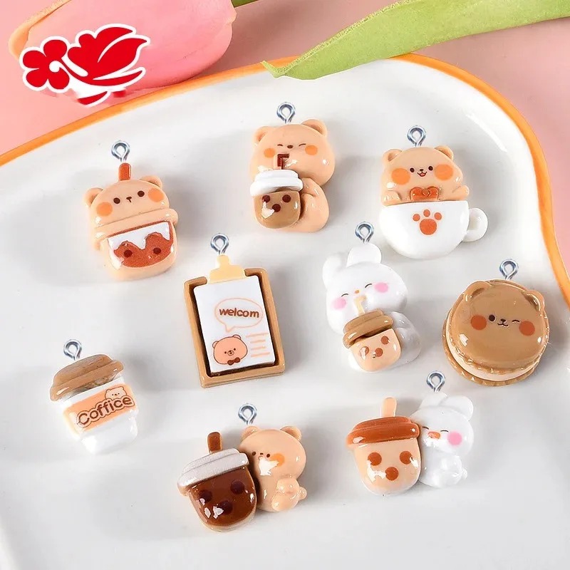 かわいいミニベアミルクティーコーヒーカップ樹脂ペンダント 1 - Coffee Tea Love のレビューと価格