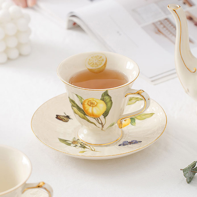 レトロレモンセラミックティーセットエスプレッソカップセット& - Lemon Tea Coffee のレビューと価格