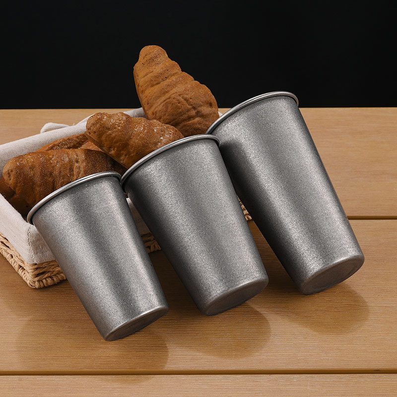 レトロなシルバーステンレス製ドリンクカップ、積み重ね可能なタ - Coffee Tea Drink のレビューと価格