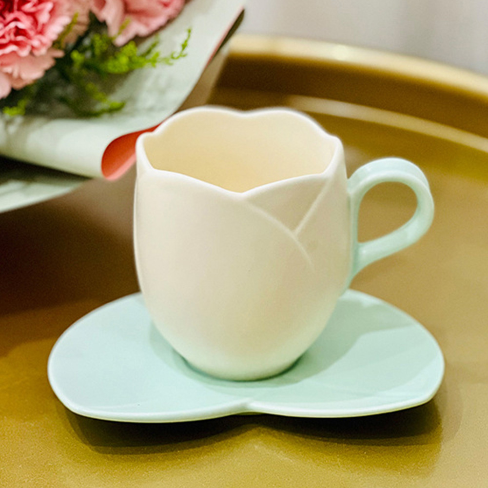 チューリップコーヒーカップ＆ソーサー、セラミック製の素敵なド - Coffee Tea Love のレビューと価格