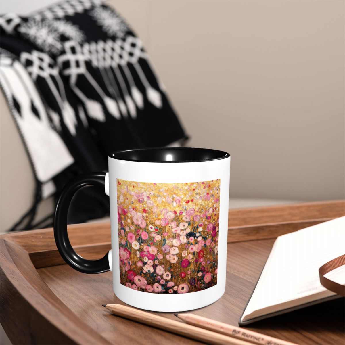 グスタフ・クリムトピンクフラワーガーデンマグ面白いセラミック - Coffee Tea Gardens のレビューと価格