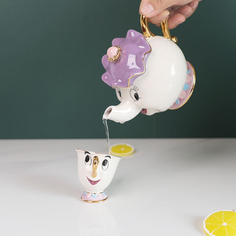 在庫ありのかわいい漫画風美女と野獣のティーポット、コーヒーポ - Tea Coffee Pot Set のレビューと価格