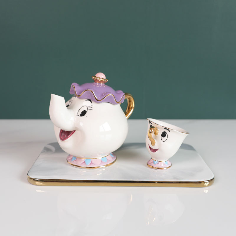 在庫ありのかわいい漫画風美女と野獣のティーポット、コーヒーポ - Tea Coffee Pot Set のレビューと価格
