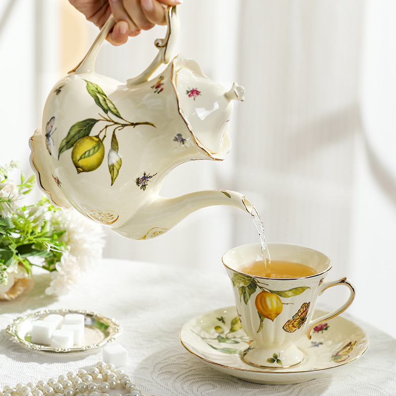 ヨーロッパの田舎風ティーセット、レモン柄のティーポット、コー - Lemon Tea Coffee のレビューと価格
