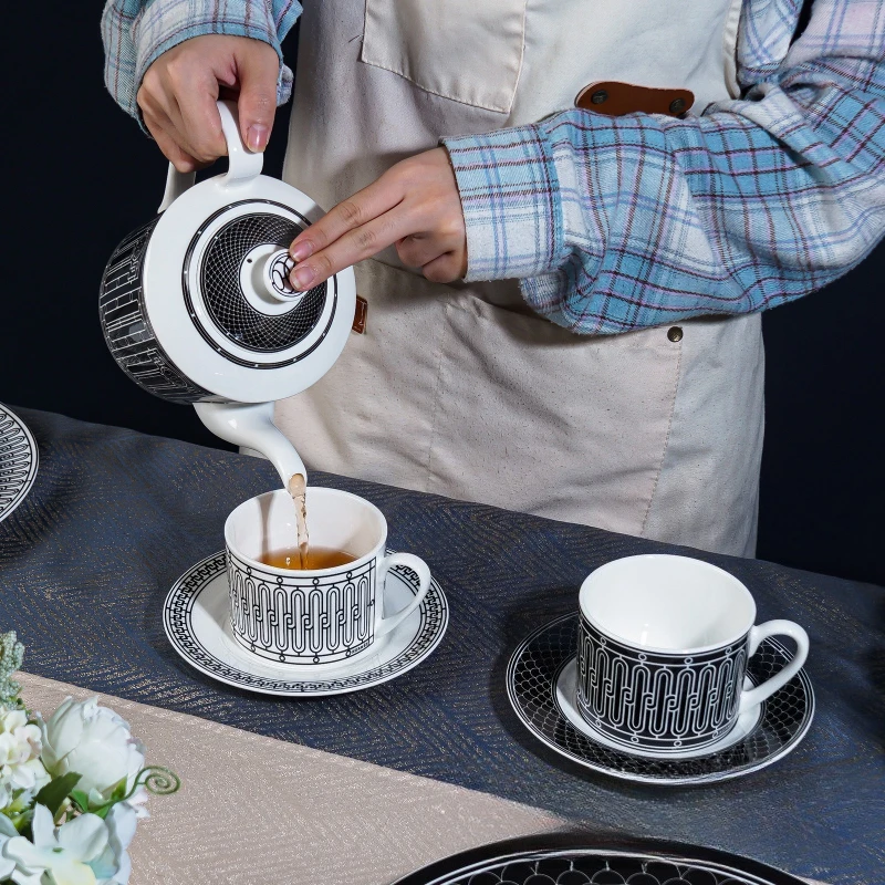 シンプルなヨーロピアンスタイルのティーセット、セラミックコー - Tea Coffee Pot Set のレビューと価格