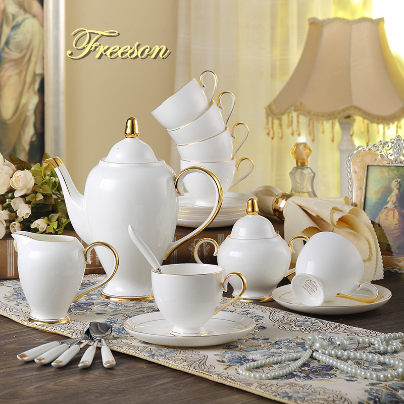 グレースボーンチャイナコーヒーセットホワイトゴールド磁器ティ - Tea Coffee Pot Set のレビューと価格