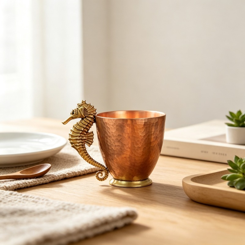 オリジナル銅製コーヒーマグ、タツノオトシゴの形をしたティーカ - Coffee To Tea Meaning のレビューと価格