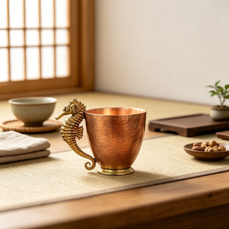 オリジナル銅製コーヒーマグ、タツノオトシゴの形をしたティーカ - Coffee To Tea Meaning のレビューと価格