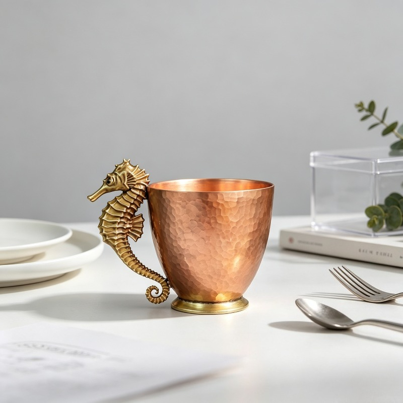 オリジナル銅製コーヒーマグ、タツノオトシゴの形をしたティーカ - Coffee To Tea Meaning のレビューと価格
