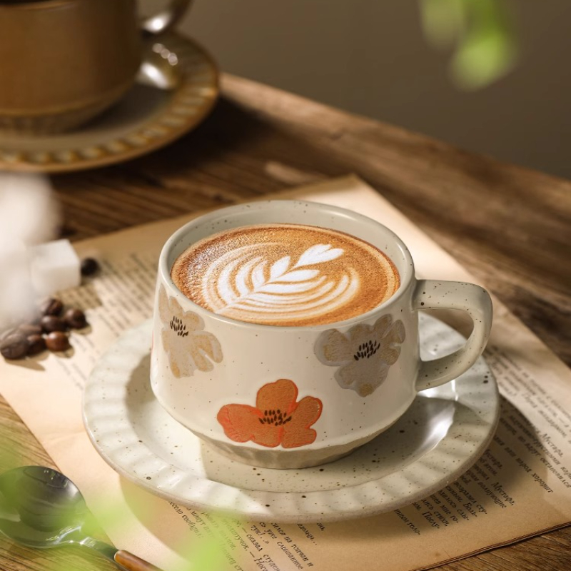 レトロセラミックカップ粗い陶器小容量コーヒーカップとソーサー - Tea Coffee Pot Set のレビューと価格