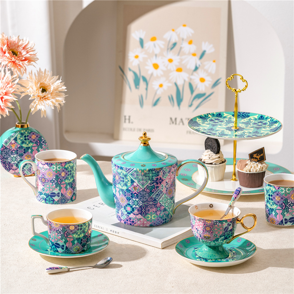 モロッコ風デジガーデンシリーズボーンチャイナコーヒーカップ＆ - Coffee Tea Gardens のレビューと価格