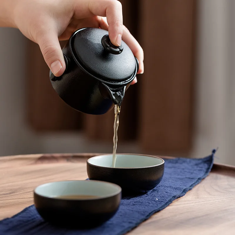 高級黒陶器 1ポット2カップ 茶器セット 携帯用 旅行 家庭 - Tea Coffee Pot Set のレビューと価格