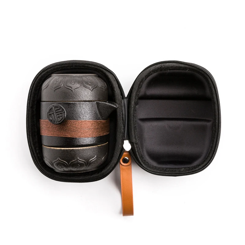 高級黒陶器 1ポット2カップ 茶器セット 携帯用 旅行 家庭 - Tea Coffee Pot Set のレビューと価格