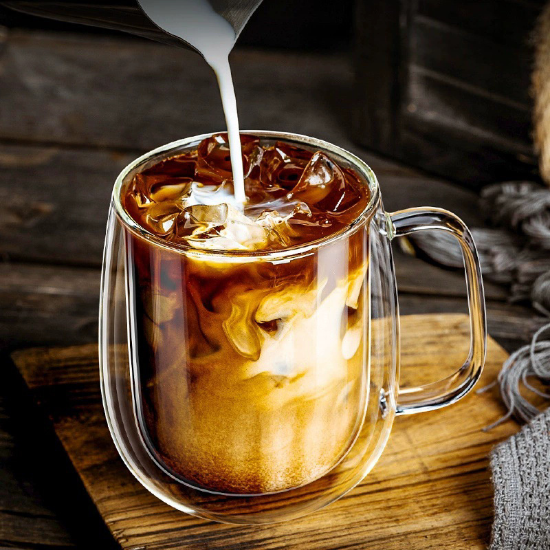 350ML二重壁ガラスカップ、ハンドル付き、紅茶、ビール、コ - Lemon Tea Coffee のレビューと価格