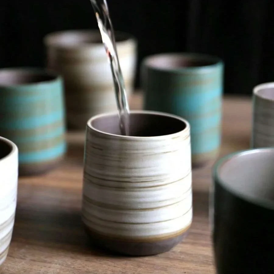 手描きのクラックル釉ストーンウェアマグ、ヴィンテージアジアン - Coffee Tea Gift のレビューと価格
