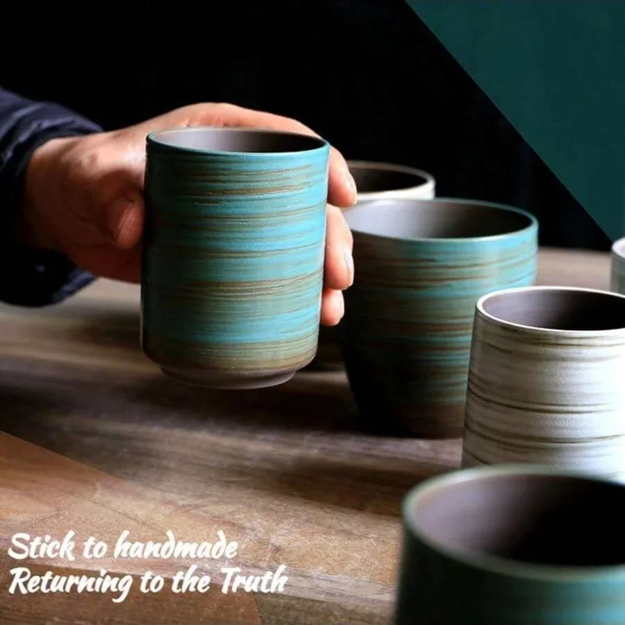 手描きのクラックル釉ストーンウェアマグ、ヴィンテージアジアン - Coffee Tea Gift のレビューと価格
