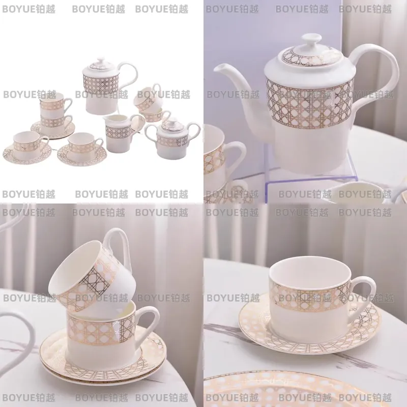 高級ボーンチャイナコーヒーカップセット シンプルなヨーロピア - Coffee Tea Gift のレビューと価格